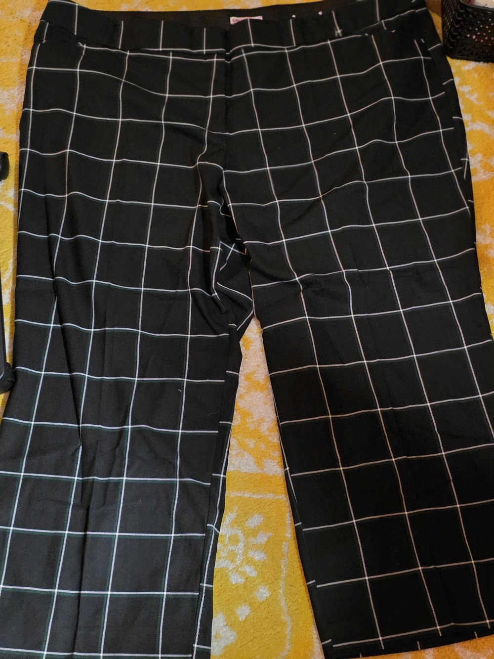 Womens Black Windowpane Dress Pants